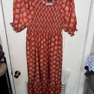 Patterned Smocked Dress